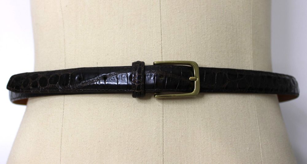 Vintage Brooks Brothers Genuine Alligator Belt Dark Brown USA Size 42 7/8" Wide